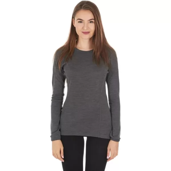 100 Merino Wool  Womens Midweight Base Layer  Long Sleeve Crew235 Midweight Charcoal Gray