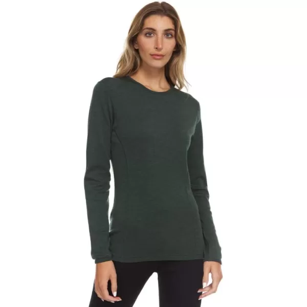 100 Merino Wool  Womens Midweight Base Layer  Long Sleeve Crew235 Midweight Forest Green