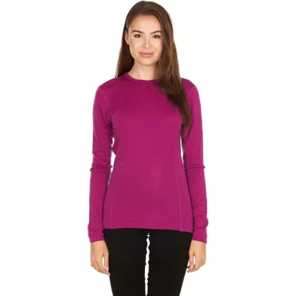 100 Merino Wool  Womens Midweight Base Layer  Long Sleeve Crew235 Midweight Radiant Violet