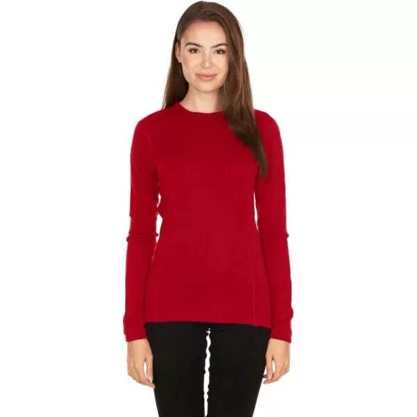 100 Merino Wool  Womens Midweight Base Layer  Long Sleeve Crew235 Midweight True Red