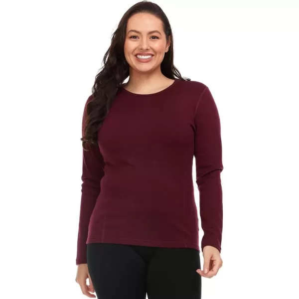 100 Merino Wool  Womens Midweight Base Layer  Long Sleeve Crew400 Expedition Burgundy