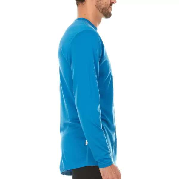 100 Merino Wool  Mens Long Sleeve Crew Shirt  Thermal Base Layer170 Lightweight Azure Blue