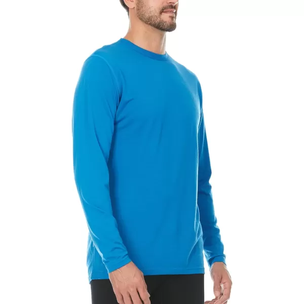 100 Merino Wool  Mens Long Sleeve Crew Shirt  Thermal Base Layer170 Lightweight Azure Blue