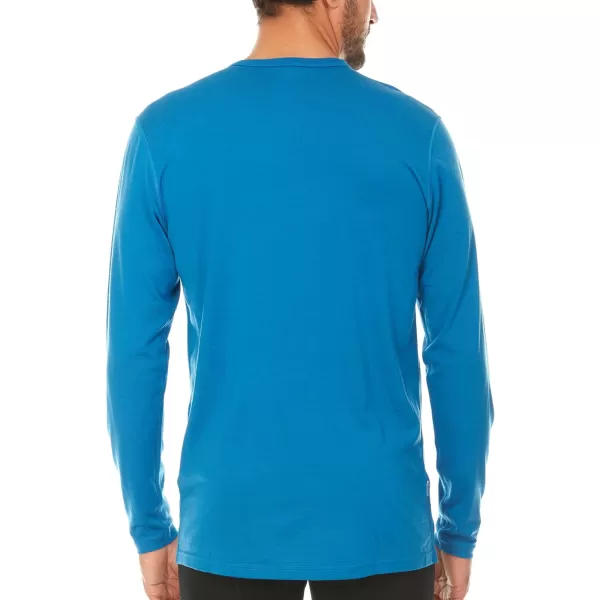 100 Merino Wool  Mens Long Sleeve Crew Shirt  Thermal Base Layer170 Lightweight Azure Blue