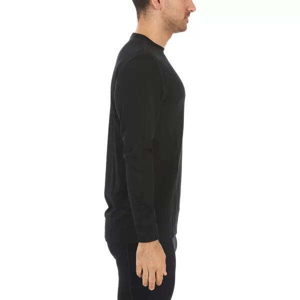 100 Merino Wool  Mens Long Sleeve Crew Shirt  Thermal Base Layer170 Lightweight Black