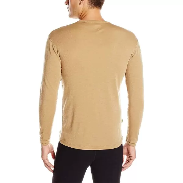 100 Merino Wool  Mens Long Sleeve Crew Shirt  Thermal Base Layer170 Lightweight Desert Sand