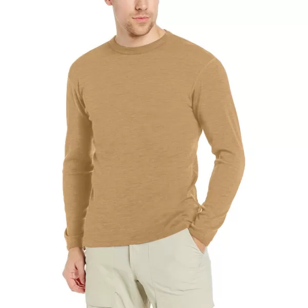 100 Merino Wool  Mens Long Sleeve Crew Shirt  Thermal Base Layer170 Lightweight Desert Sand