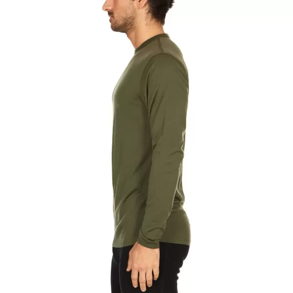 100 Merino Wool  Mens Long Sleeve Crew Shirt  Thermal Base Layer170 Lightweight Olive Drab Green