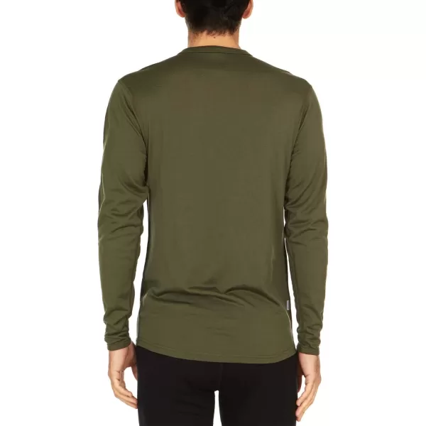 100 Merino Wool  Mens Long Sleeve Crew Shirt  Thermal Base Layer170 Lightweight Olive Drab Green