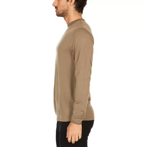 100 Merino Wool  Mens Long Sleeve Crew Shirt  Thermal Base Layer170 Lightweight Tan 499