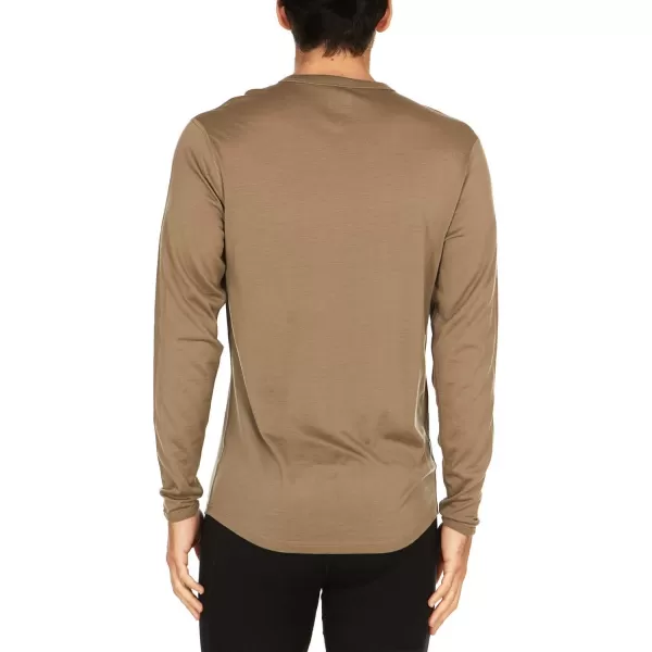 100 Merino Wool  Mens Long Sleeve Crew Shirt  Thermal Base Layer170 Lightweight Tan 499