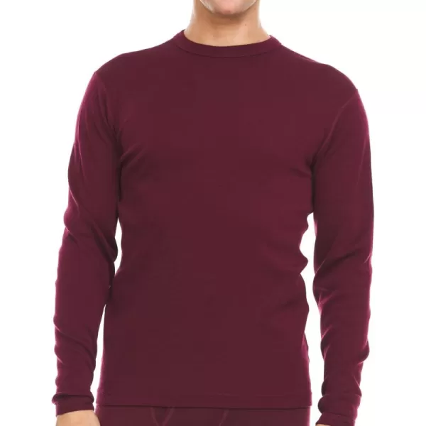 100 Merino Wool  Mens Long Sleeve Crew Shirt  Thermal Base Layer235 Midweight Burgundy