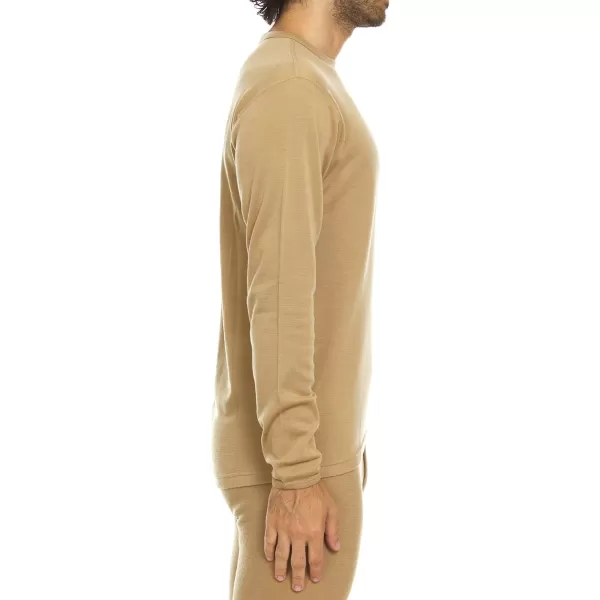 100 Merino Wool  Mens Long Sleeve Crew Shirt  Thermal Base Layer235 Midweight Desert Sand