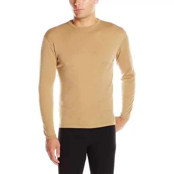 100 Merino Wool  Mens Long Sleeve Crew Shirt  Thermal Base Layer235 Midweight Desert Sand