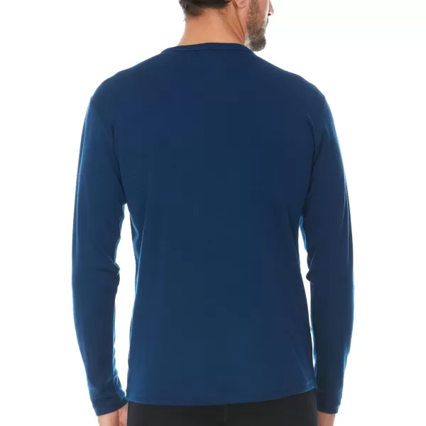 100 Merino Wool  Mens Long Sleeve Crew Shirt  Thermal Base Layer235 Midweight Navy Blue