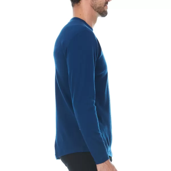 100 Merino Wool  Mens Long Sleeve Crew Shirt  Thermal Base Layer235 Midweight Navy Blue