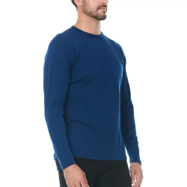 100 Merino Wool  Mens Long Sleeve Crew Shirt  Thermal Base Layer235 Midweight Navy Blue