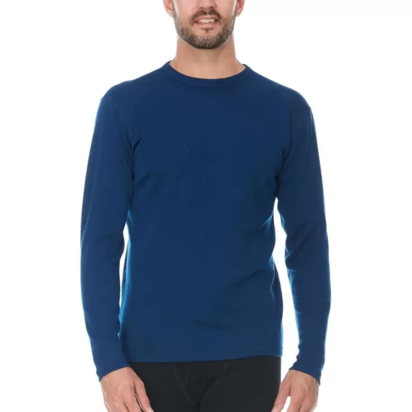 100 Merino Wool  Mens Long Sleeve Crew Shirt  Thermal Base Layer235 Midweight Navy Blue