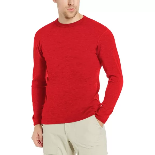 100 Merino Wool  Mens Long Sleeve Crew Shirt  Thermal Base Layer235 Midweight True Red