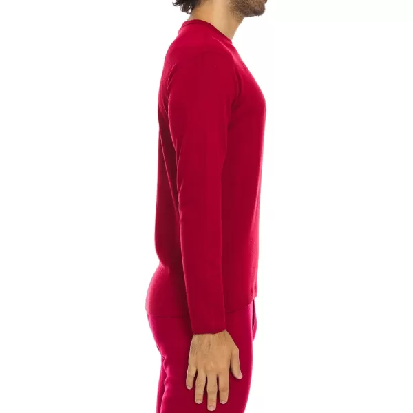 100 Merino Wool  Mens Long Sleeve Crew Shirt  Thermal Base Layer235 Midweight True Red