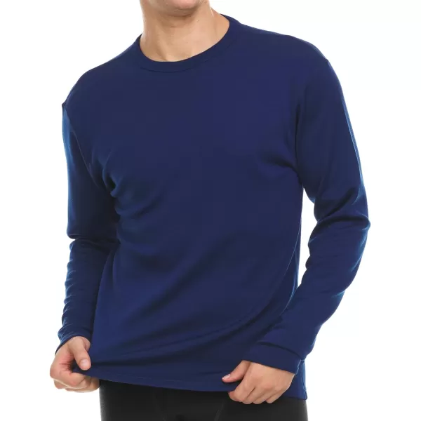 100 Merino Wool  Mens Long Sleeve Crew Shirt  Thermal Base Layer400 Expedition Navy Blue