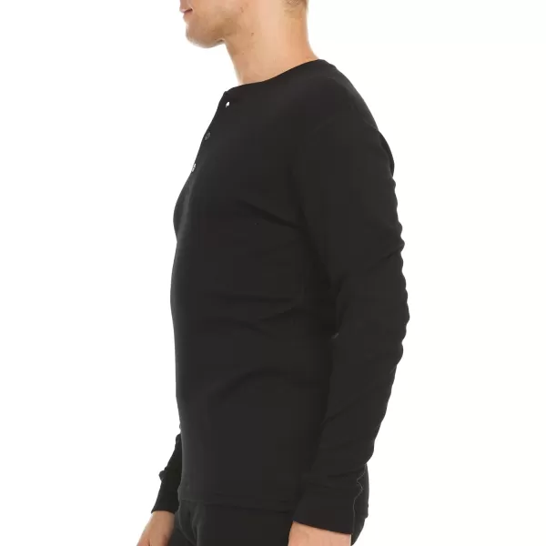 Long Sleeve Mens Henley  100 Merino Wool  3 Button Front Closure  Casual ShirtBlack