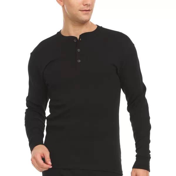 Long Sleeve Mens Henley  100 Merino Wool  3 Button Front Closure  Casual ShirtBlack