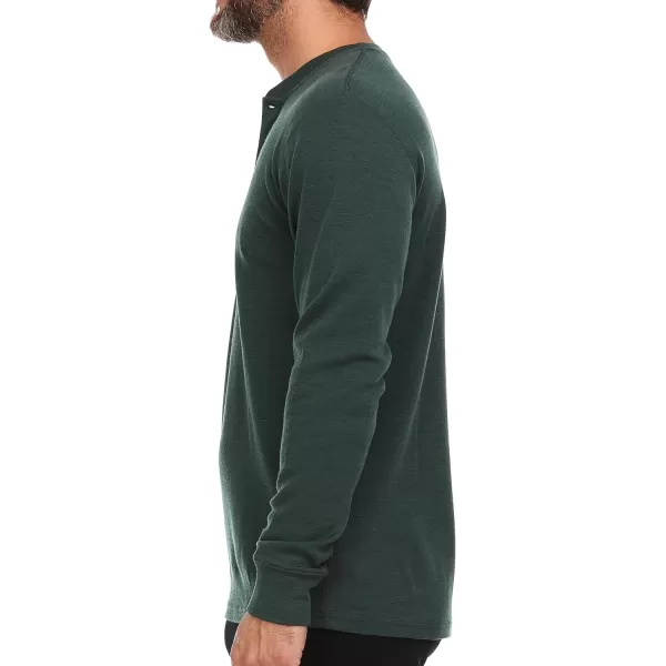 Long Sleeve Mens Henley  100 Merino Wool  3 Button Front Closure  Casual ShirtForest Green