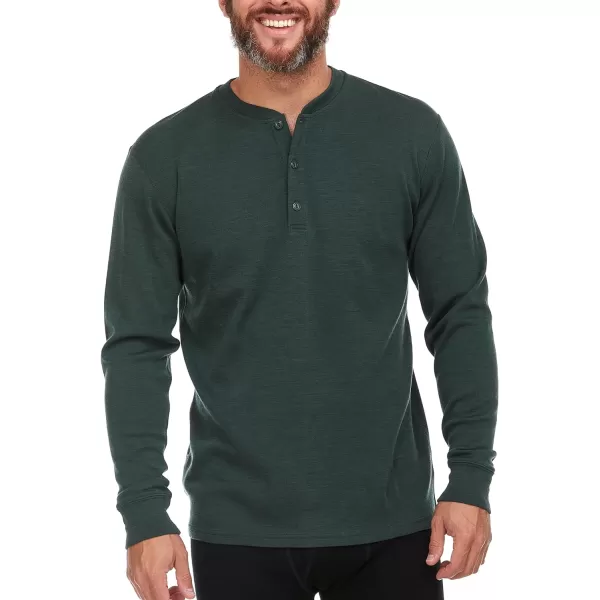 Long Sleeve Mens Henley  100 Merino Wool  3 Button Front Closure  Casual ShirtForest Green