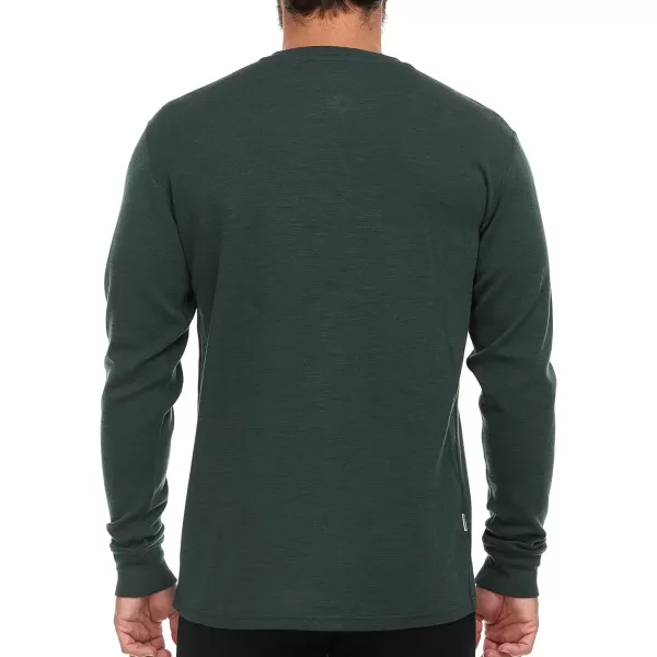 Long Sleeve Mens Henley  100 Merino Wool  3 Button Front Closure  Casual ShirtForest Green