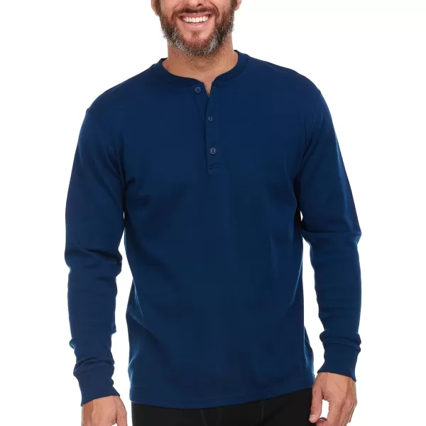 Long Sleeve Mens Henley  100 Merino Wool  3 Button Front Closure  Casual ShirtNavy Blue