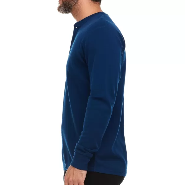 Long Sleeve Mens Henley  100 Merino Wool  3 Button Front Closure  Casual ShirtNavy Blue