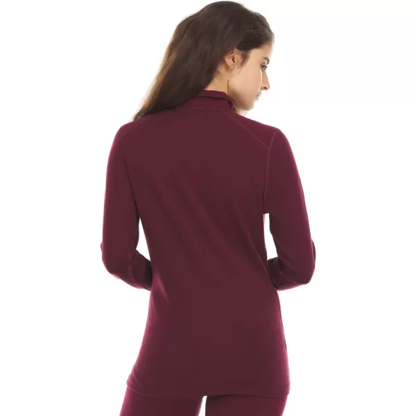 Minus33 Merino Wool 814 Sequoia Womens Midweight 14 Zip  No Itch Renewable FabricBurgundy