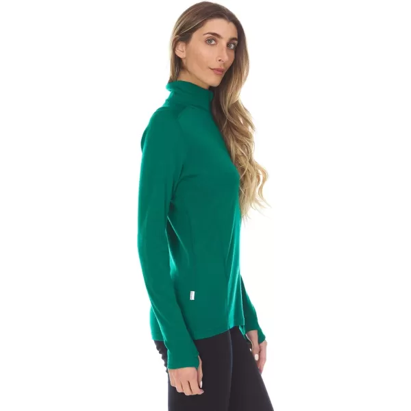 Minus33 Merino Wool 814 Sequoia Womens Midweight 14 Zip  No Itch Renewable FabricEmerald Green