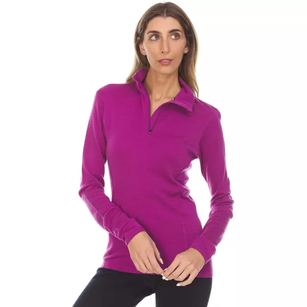 Minus33 Merino Wool 814 Sequoia Womens Midweight 14 Zip  No Itch Renewable FabricRadiant Violet