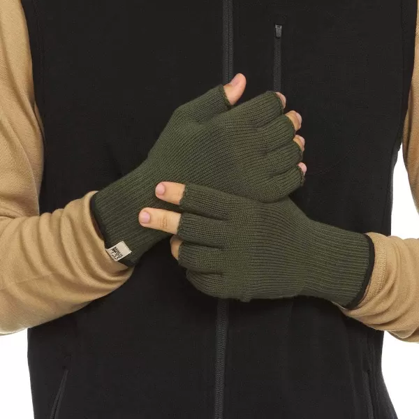 Minus33 Merino Wool Fingerless Gloves  Warm Knitted Gloves  Hunting Gloves  Half Finger GlovesOlive Drab