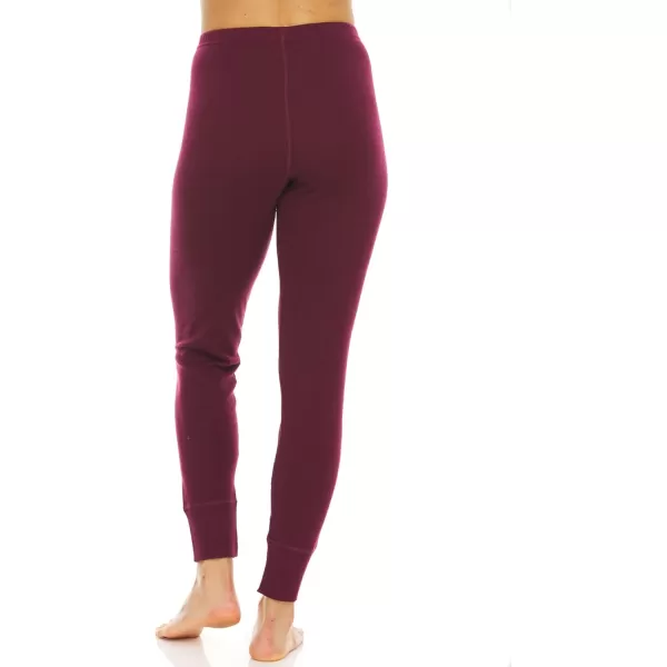 Womens 100 Merino Wool Midweight Base Layer Bottoms  Thermal Underwear  No Itch Renewable Fabric235 Midweight Burgundy