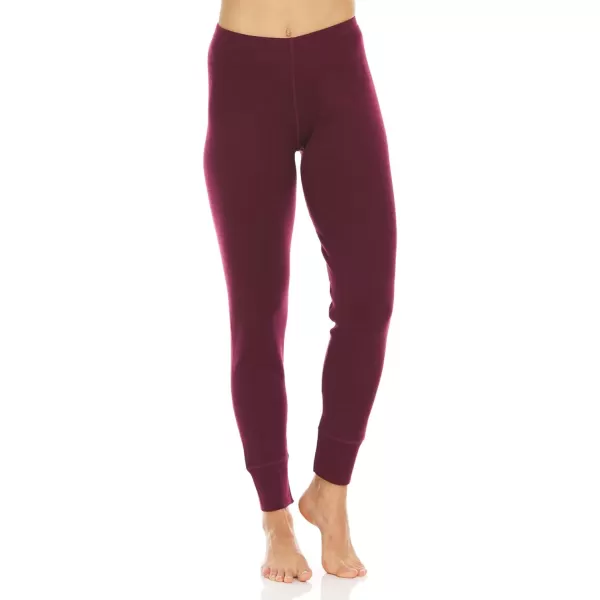 Womens 100 Merino Wool Midweight Base Layer Bottoms  Thermal Underwear  No Itch Renewable Fabric235 Midweight Burgundy