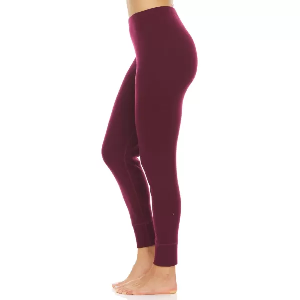 Womens 100 Merino Wool Midweight Base Layer Bottoms  Thermal Underwear  No Itch Renewable Fabric235 Midweight Burgundy