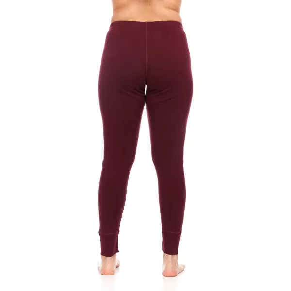 Womens 100 Merino Wool Midweight Base Layer Bottoms  Thermal Underwear  No Itch Renewable Fabric400 Expedition Burgundy