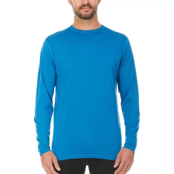 100 Merino Wool  Mens Long Sleeve Crew Shirt  Thermal Base Layer170 Lightweight Azure Blue