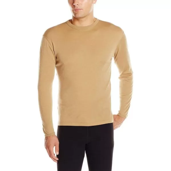 100 Merino Wool  Mens Long Sleeve Crew Shirt  Thermal Base Layer170 Lightweight Desert Sand