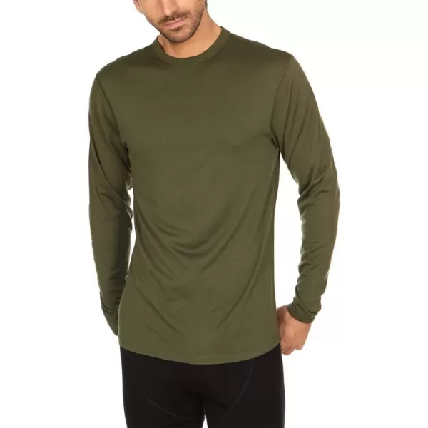 100 Merino Wool  Mens Long Sleeve Crew Shirt  Thermal Base Layer170 Lightweight Olive Drab Green