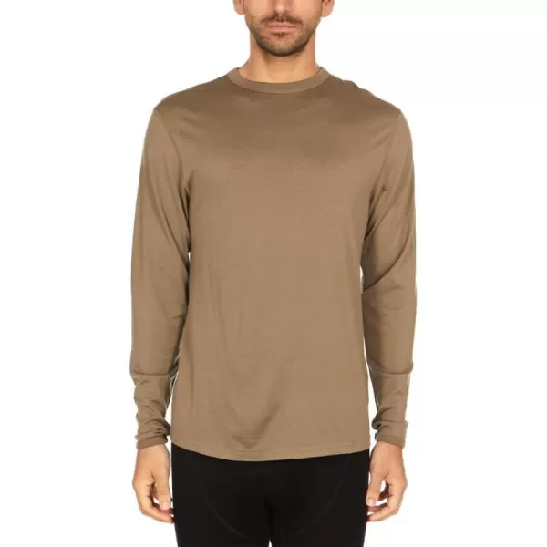 100 Merino Wool  Mens Long Sleeve Crew Shirt  Thermal Base Layer170 Lightweight Tan 499