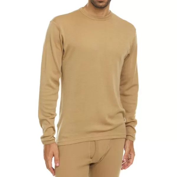 100 Merino Wool  Mens Long Sleeve Crew Shirt  Thermal Base Layer235 Midweight Desert Sand