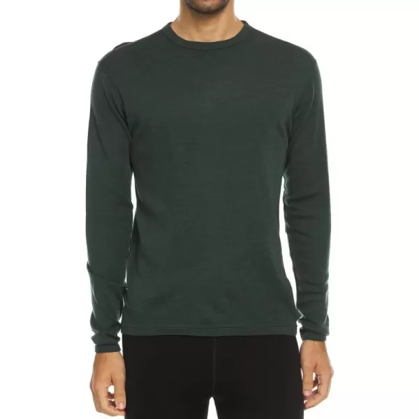 100 Merino Wool  Mens Long Sleeve Crew Shirt  Thermal Base Layer235 Midweight Forest Green