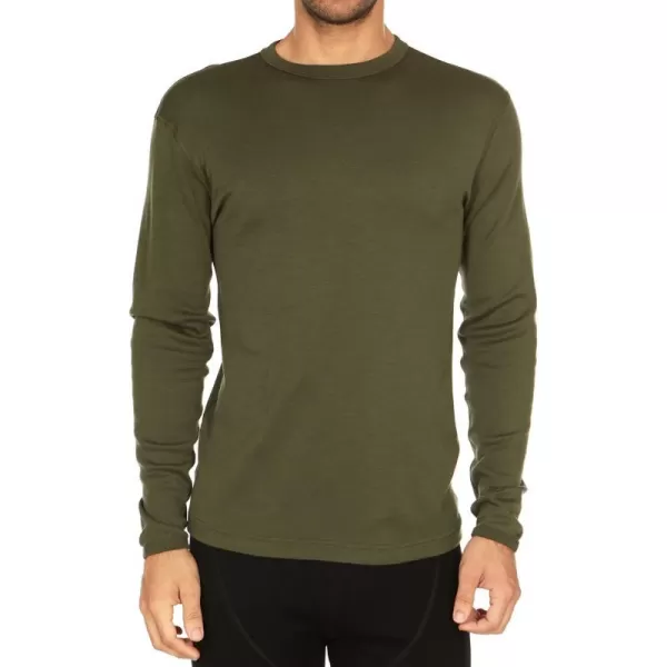 100 Merino Wool  Mens Long Sleeve Crew Shirt  Thermal Base Layer235 Midweight Olive Drab