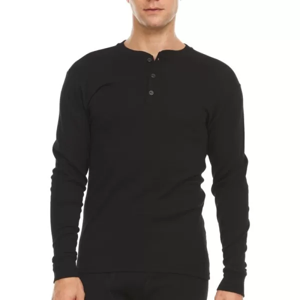 Long Sleeve Mens Henley  100 Merino Wool  3 Button Front Closure  Casual ShirtBlack