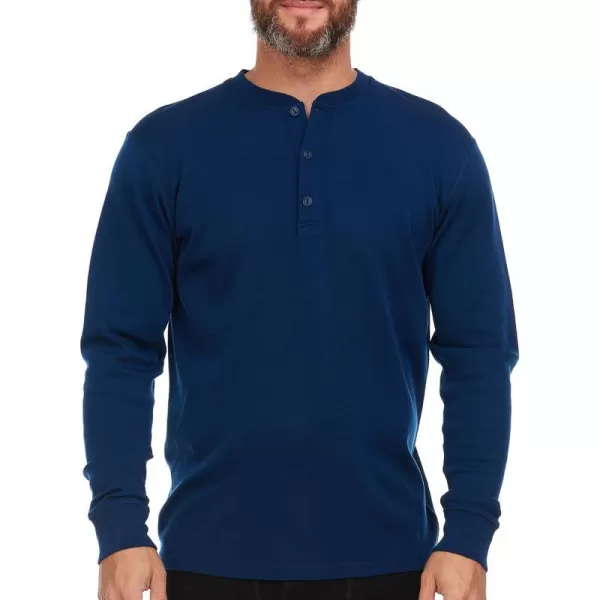 Long Sleeve Mens Henley  100 Merino Wool  3 Button Front Closure  Casual ShirtNavy Blue