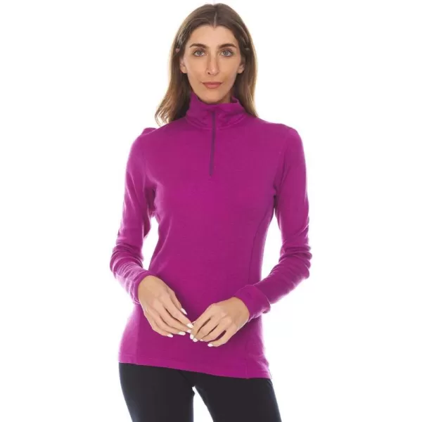 Minus33 Merino Wool 814 Sequoia Womens Midweight 14 Zip  No Itch Renewable FabricRadiant Violet